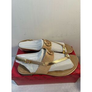 Guess sandals gold size 9 natural mult leather GWredell new